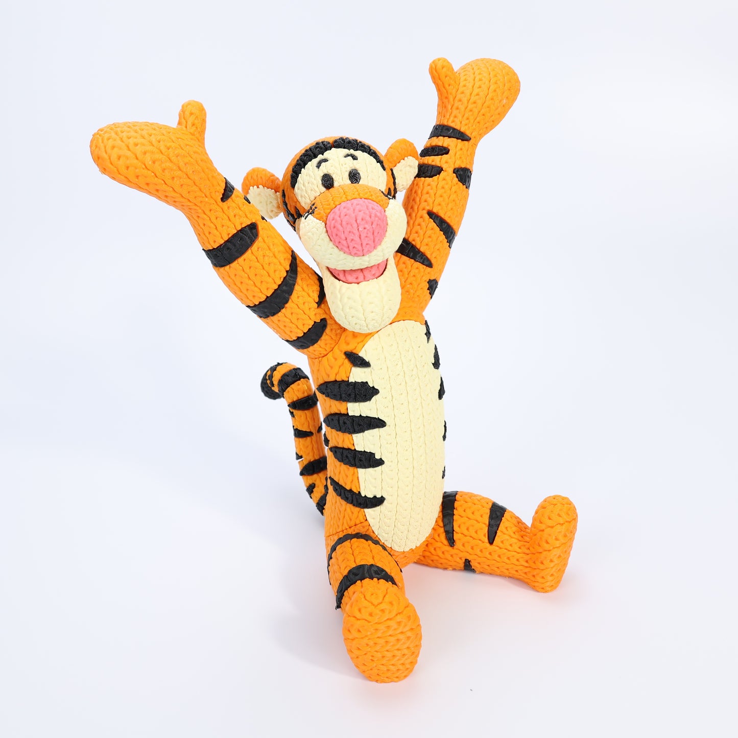 Cozy Knit-Style Bouncy Tiger Figure – 3D Printed Collectible