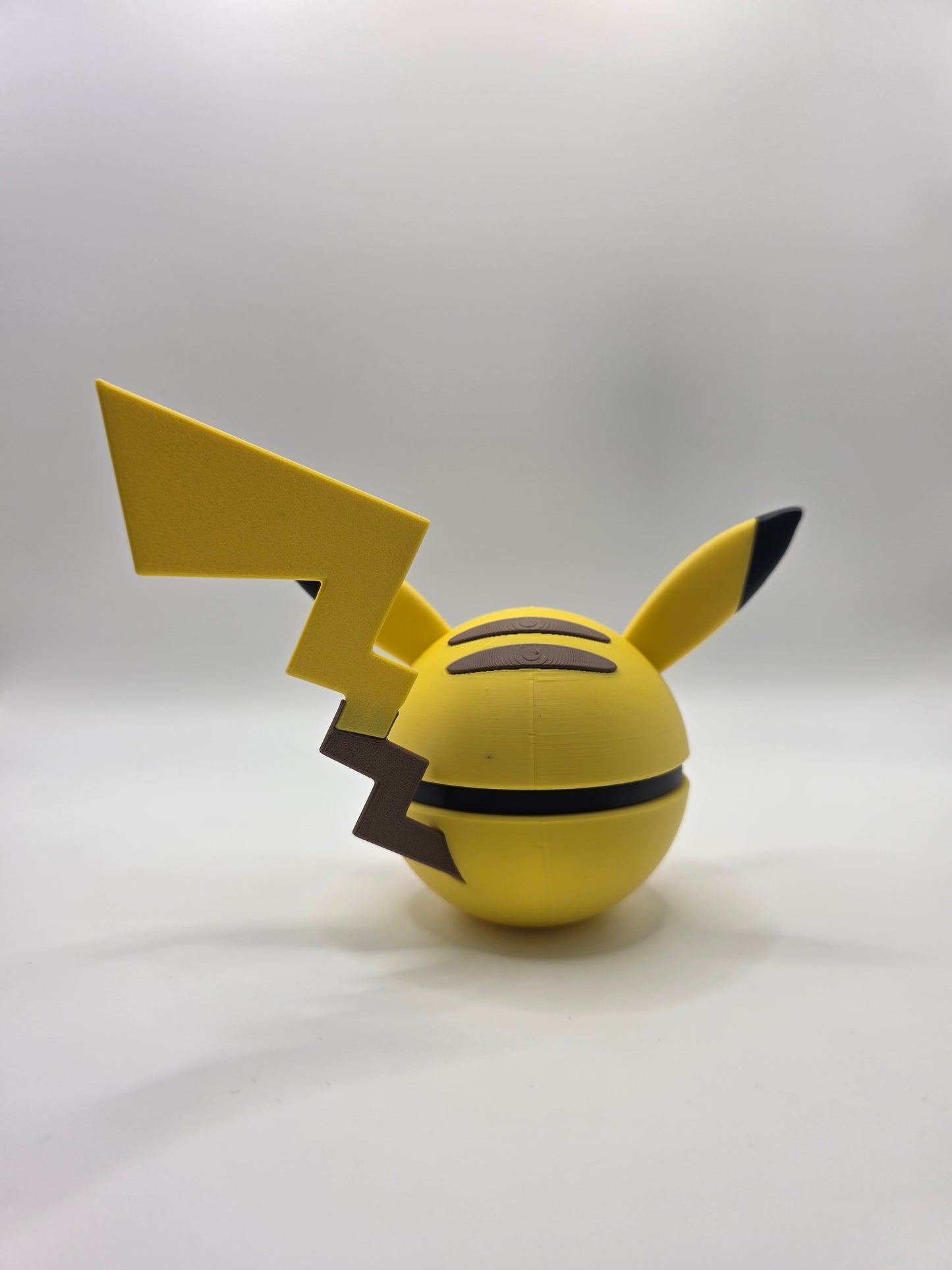 Character Design - 3D Printed Character Ball - Pikachu With Eyes - Unique Display Collectible.