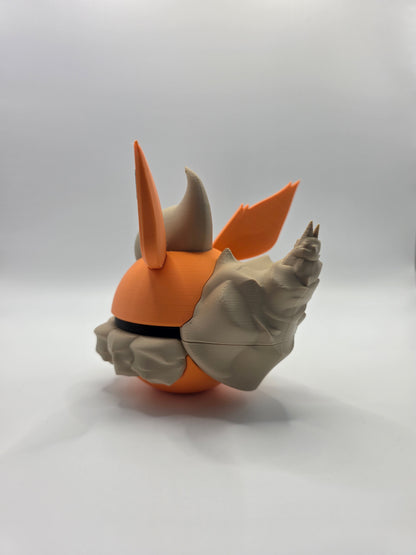 Character Design - 3D Printed Character Ball - Flareon - Unique Display Collectible.