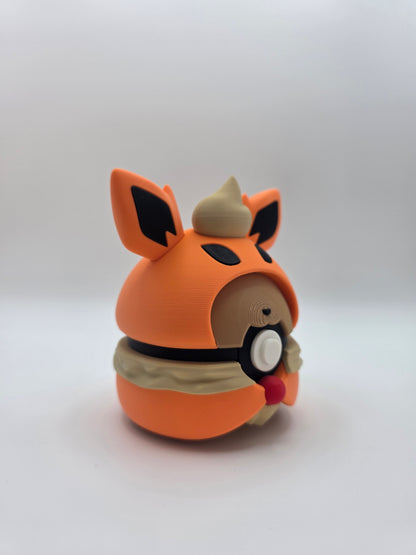 Character Design - 3D Printed Character Ball - Poncho Eevee Collection - Unique Display Collectible.