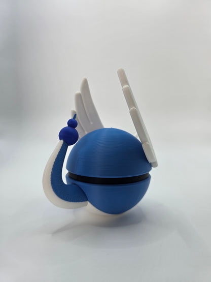 Character Design - 3D Printed Character Ball - Dragonair - Unique Display Collectible.