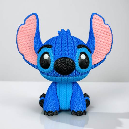 Knitted Design - 3D Printed Lilo & Stitch Inspired Character Figures - Unique Display Collectible