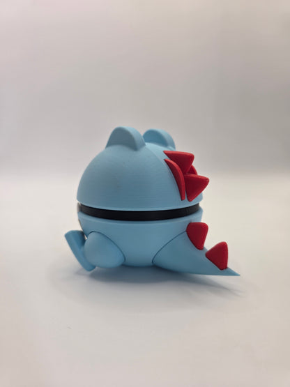Character Design - 3D Printed Character Ball - Totodile - Unique Display Collectible.