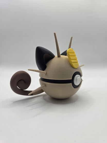 Character Design - 3D Printed Character Ball - Meowth - Unique Display Collectible.
