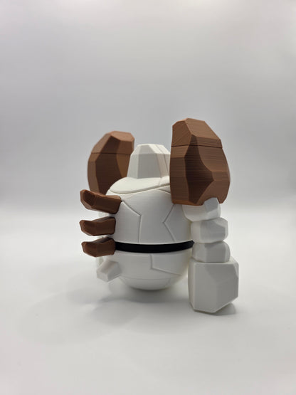 Character Design - 3D Printed Character Ball - Regirock - Unique Display Collectible.