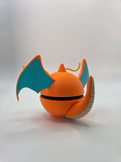 Character Design - 3D Printed Character Ball - Dragonite- Unique Display Collectible.