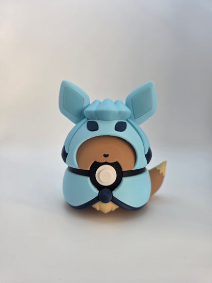 Character Design - 3D Printed Character Ball - Poncho Eevee Collection - Unique Display Collectible.