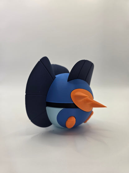 Character Design - 3D Printed Character Ball - Swampert - Unique Display Collectible.