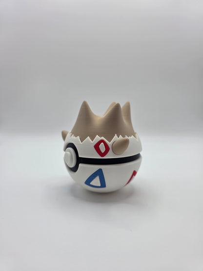 Character Design - 3D Printed Character Ball - Togepi - Unique Display Collectible.