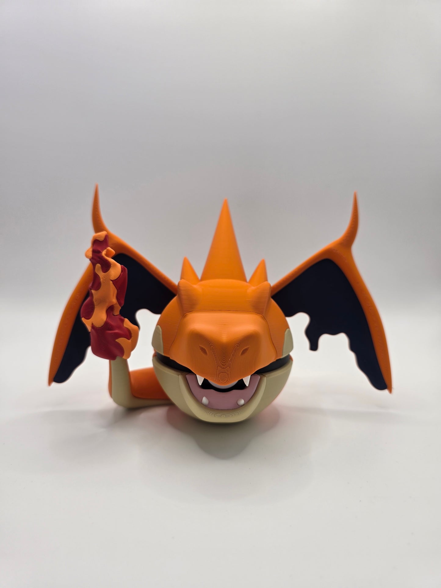 Character Design - 3D Printed Character Ball - Mega Charizard Y - Unique Display Collectible.