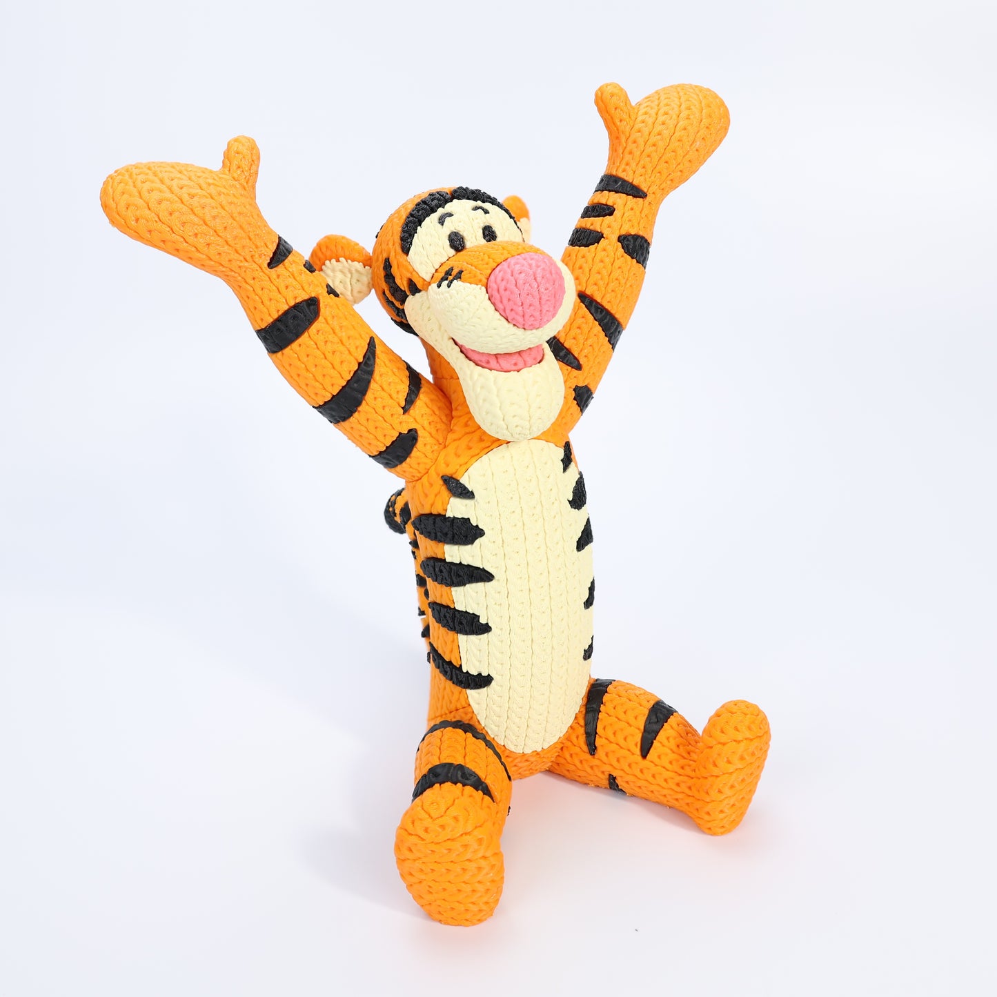 Cozy Knit-Style Bouncy Tiger Figure – 3D Printed Collectible