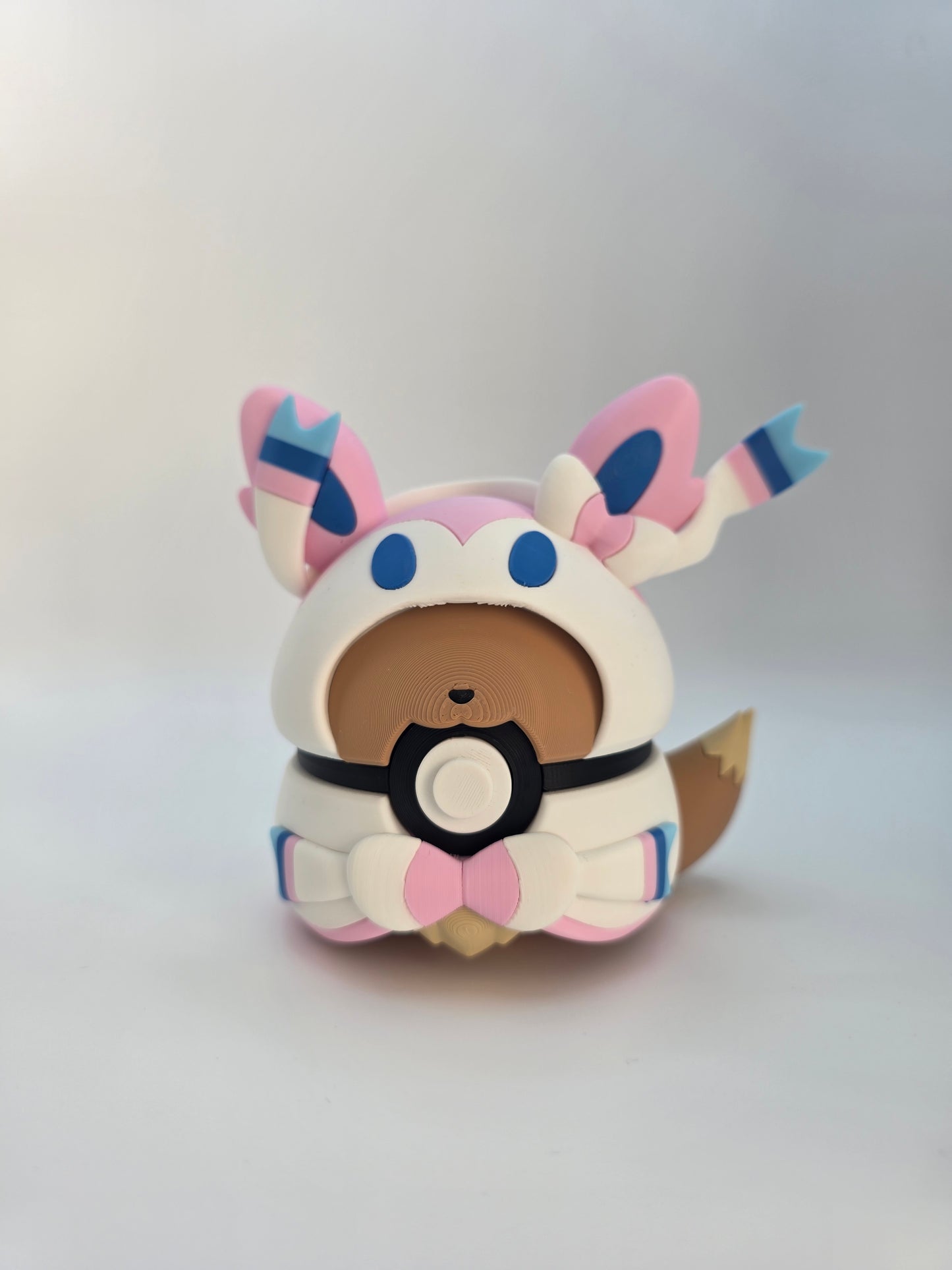 Character Design - 3D Printed Character Ball - Poncho Eevee Collection - Unique Display Collectible.
