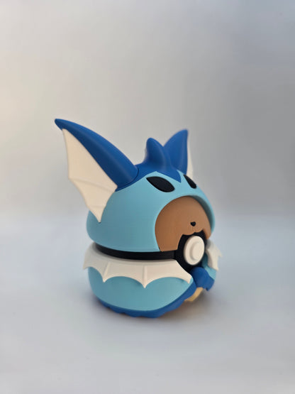 Character Design - 3D Printed Character Ball - Poncho Eevee Collection - Unique Display Collectible.