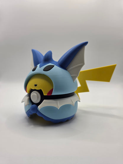 Character Design - 3D Printed Character Ball - Poncho Pikachu Collection - Unique Display Collectible.