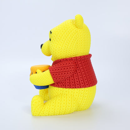 Cozy Knit-Style Honey Bear Figure – 3D Printed Collectible