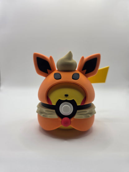 Character Design - 3D Printed Character Ball - Poncho Pikachu Collection - Unique Display Collectible.