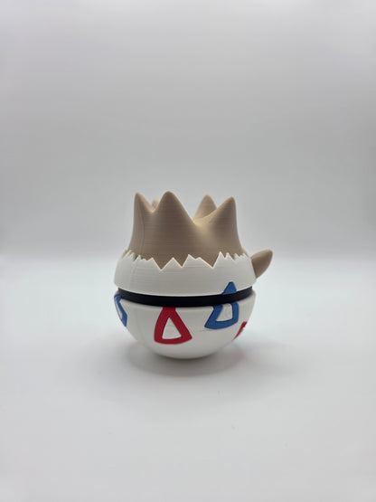 Character Design - 3D Printed Character Ball - Togepi - Unique Display Collectible.