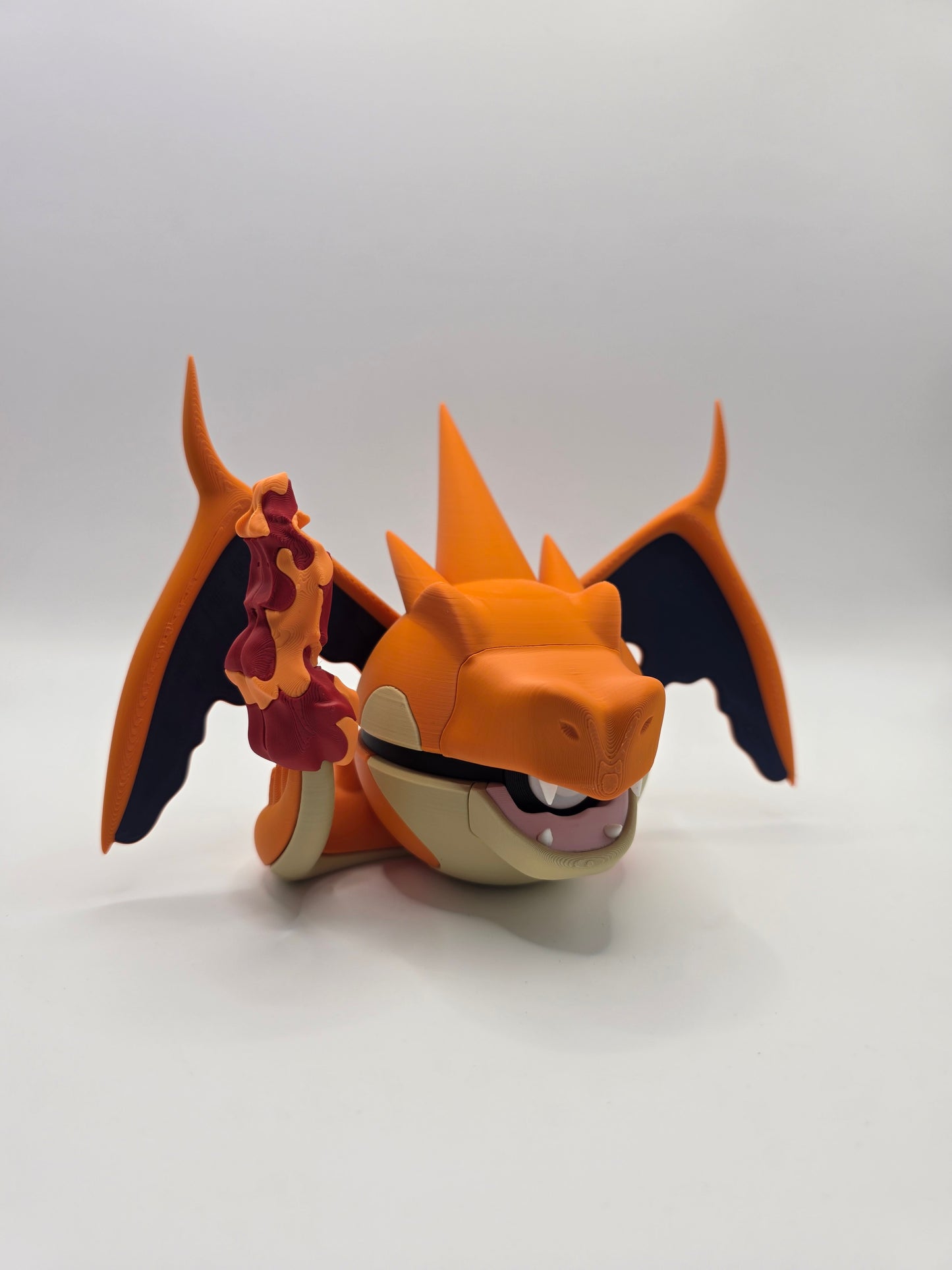 Character Design - 3D Printed Character Ball - Mega Charizard Y - Unique Display Collectible.