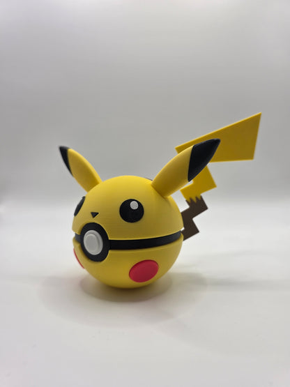 Character Design - 3D Printed Character Ball - Pikachu With Eyes - Unique Display Collectible.