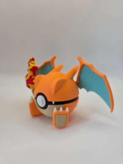Character Design - 3D Printed Character Ball - Charizard - Unique Display Collectible.