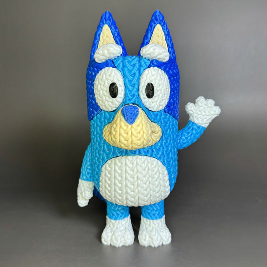 Knitted Design - 3D Printed Bluey and Bingo Figures - Unique Display Collectible