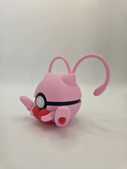 Character Design - 3D Printed Character Ball - Valentine Mew - Unique Display Collectible.