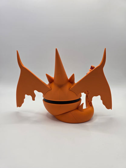 Character Design - 3D Printed Character Ball - Mega Charizard Y - Unique Display Collectible.
