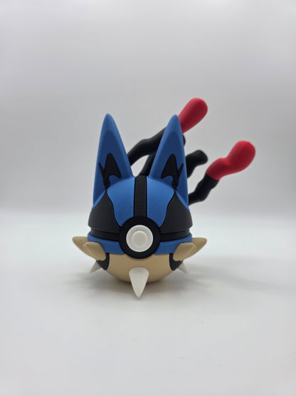 Character Design - 3D Printed Character Ball - Mega Lucario - Unique Display Collectible.
