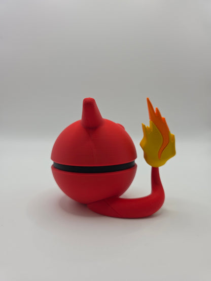 Character Design - 3D Printed Character Ball - Charmeleon - Unique Display Collectible.