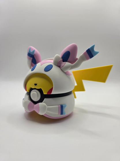 Character Design - 3D Printed Character Ball - Poncho Pikachu Collection - Unique Display Collectible.