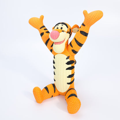 Cozy Knit-Style Bouncy Tiger Figure – 3D Printed Collectible