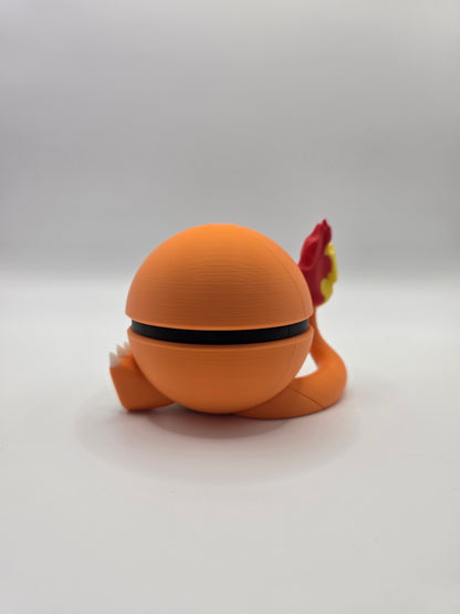 Character Design - 3D Printed Character Ball - Charmander - Unique Display Collectible.