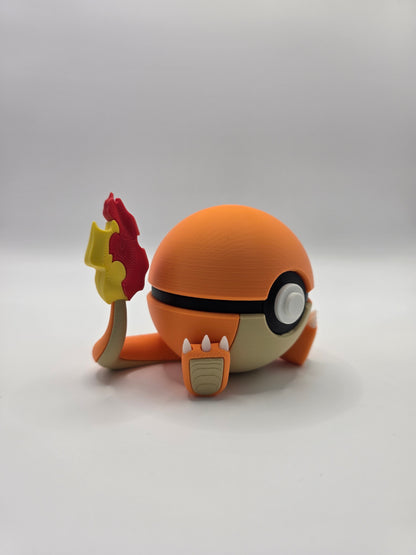 Character Design - 3D Printed Character Ball - Charmander - Unique Display Collectible.