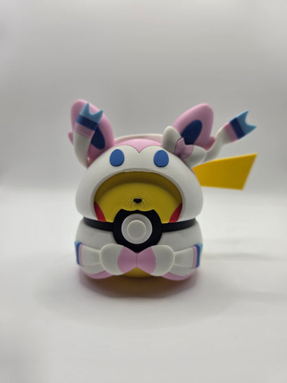 Character Design - 3D Printed Character Ball - Poncho Pikachu Collection - Unique Display Collectible.