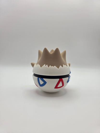 Character Design - 3D Printed Character Ball - Togepi - Unique Display Collectible.