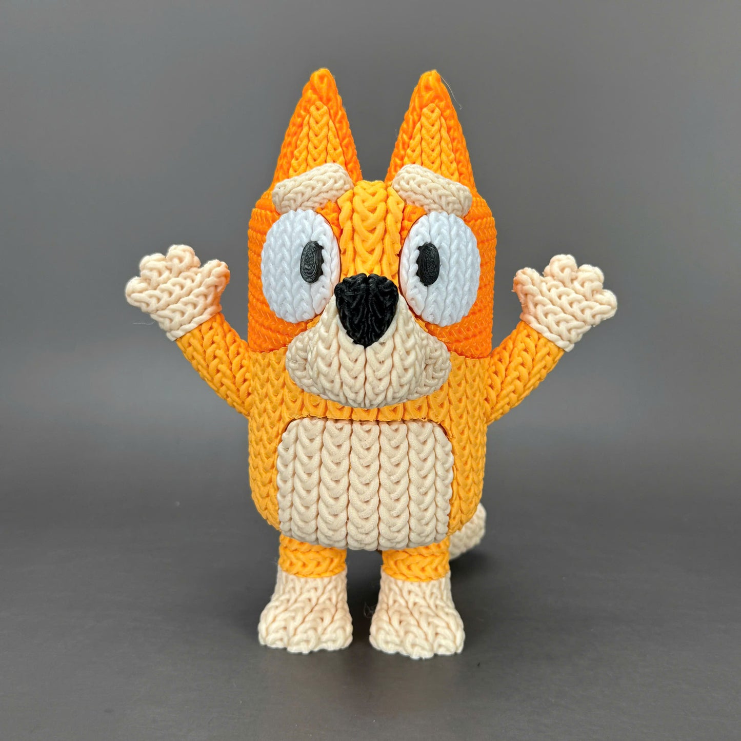 Knitted Design - 3D Printed Bluey and Bingo Figures - Unique Display Collectible