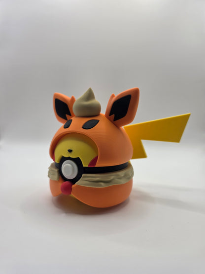 Character Design - 3D Printed Character Ball - Poncho Pikachu Collection - Unique Display Collectible.