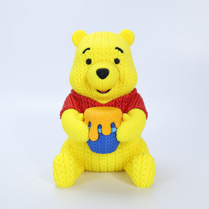 Cozy Knit-Style Honey Bear Figure – 3D Printed Collectible