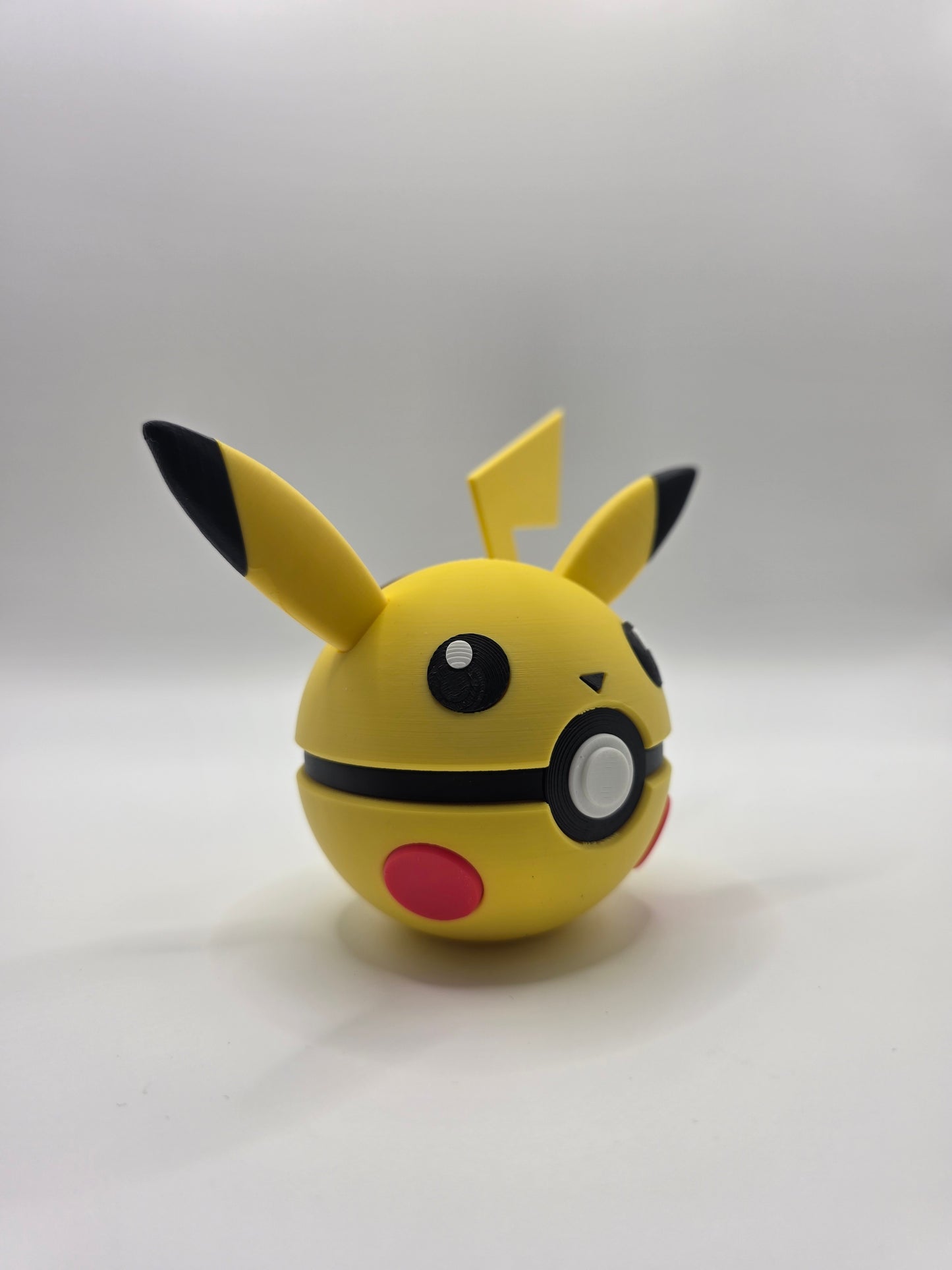 Character Design - 3D Printed Character Ball - Pikachu With Eyes - Unique Display Collectible.