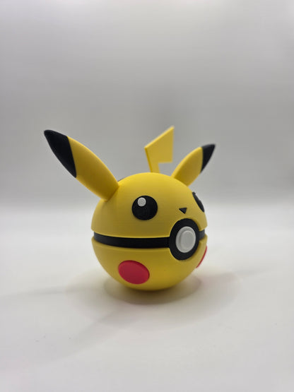 Character Design - 3D Printed Character Ball - Pikachu With Eyes - Unique Display Collectible.