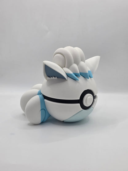 Character Design - 3D Printed Character Ball - Alolan Vulpix - Unique Display Collectible.