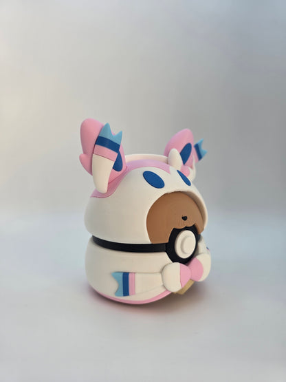 Character Design - 3D Printed Character Ball - Poncho Eevee Collection - Unique Display Collectible.