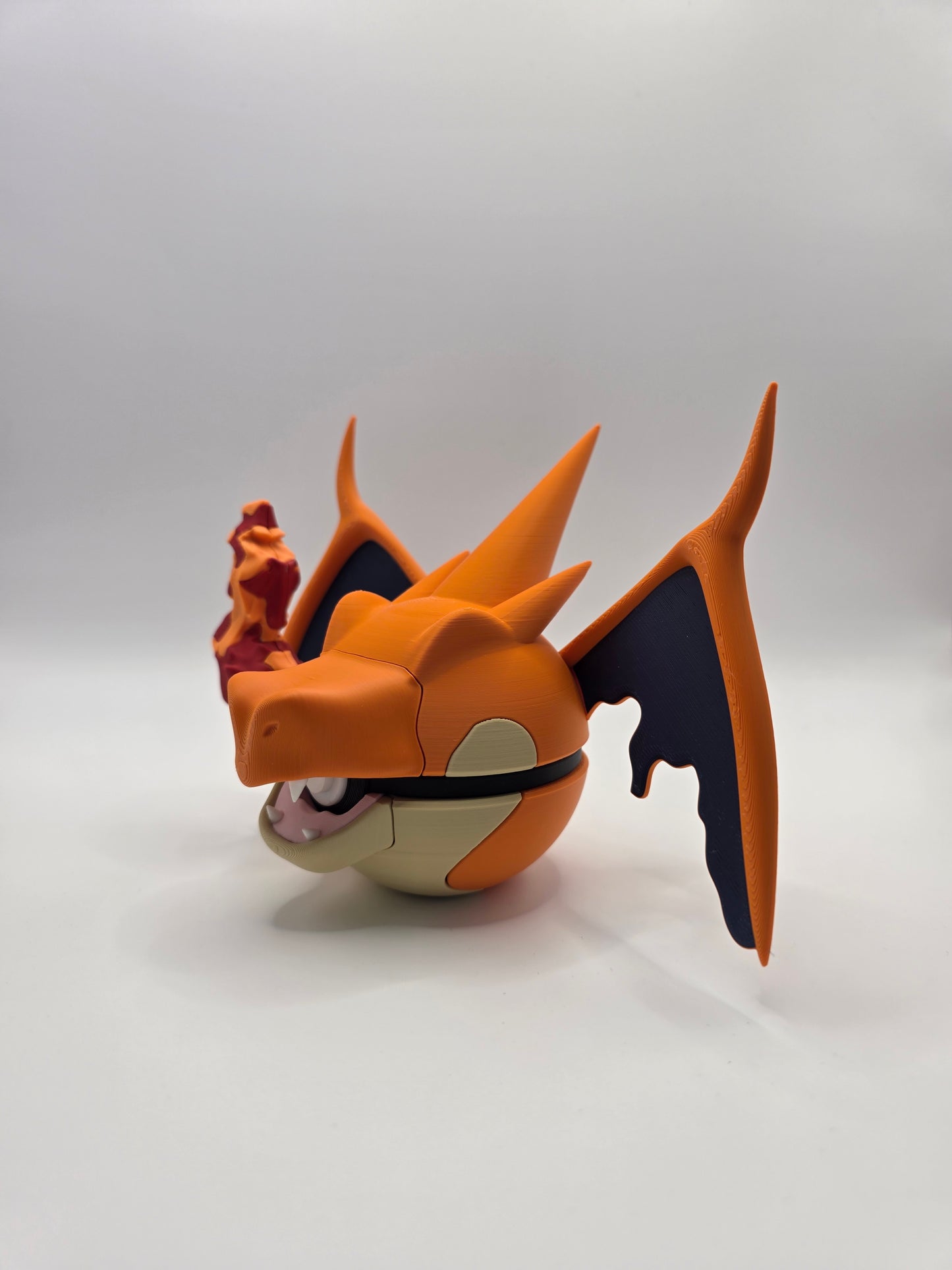 Character Design - 3D Printed Character Ball - Mega Charizard Y - Unique Display Collectible.