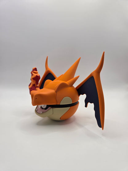 Character Design - 3D Printed Character Ball - Mega Charizard Y - Unique Display Collectible.