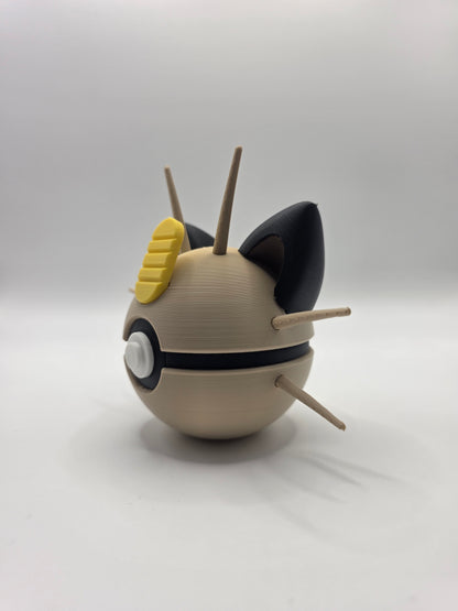 Character Design - 3D Printed Character Ball - Meowth - Unique Display Collectible.