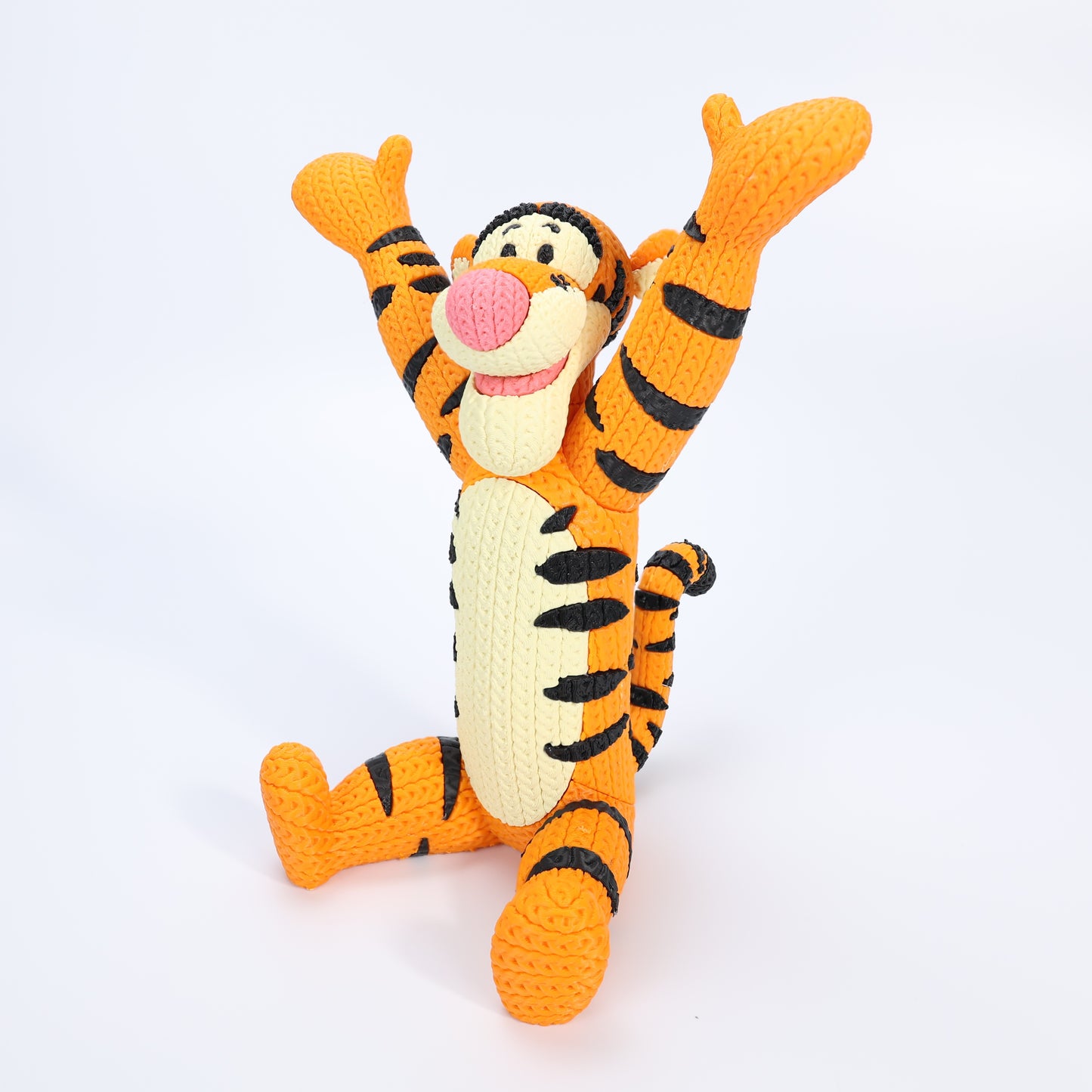 Cozy Knit-Style Bouncy Tiger Figure – 3D Printed Collectible