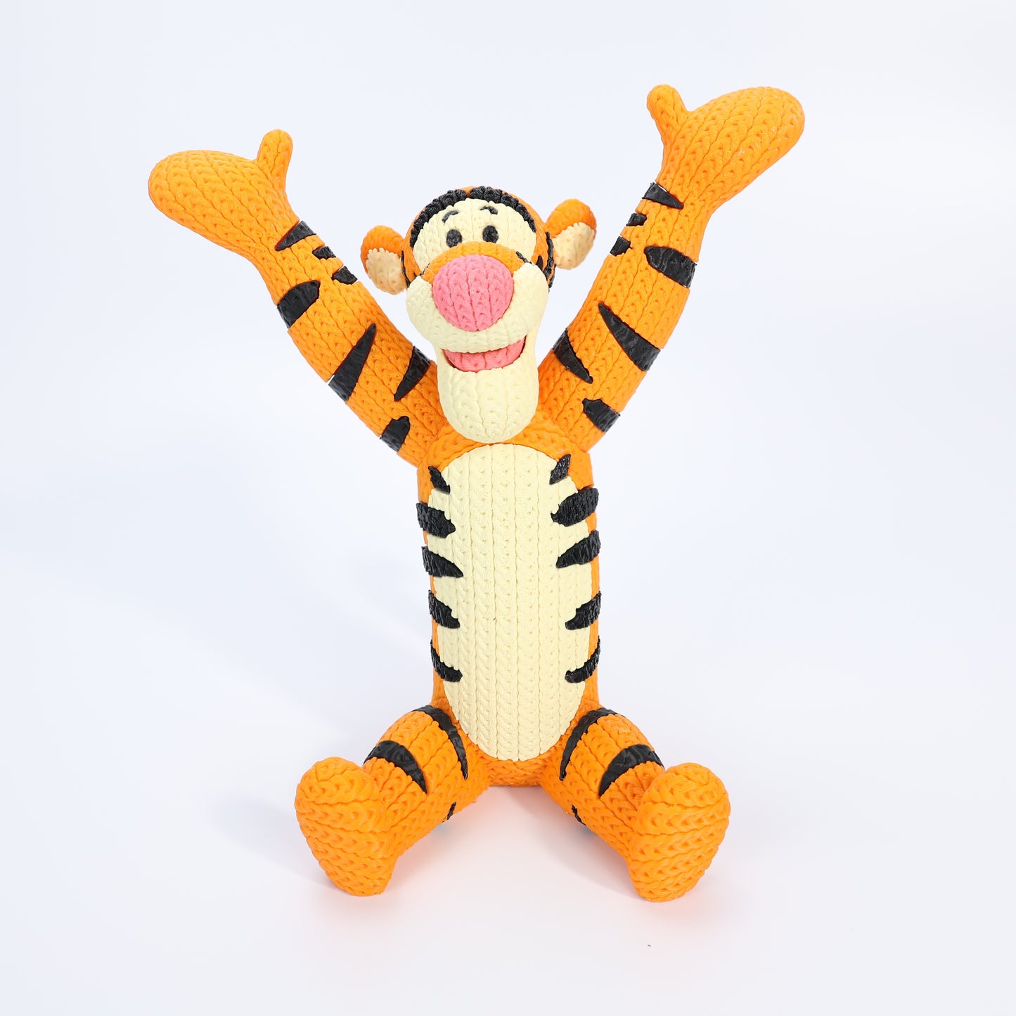 Cozy Knit-Style Bouncy Tiger Figure – 3D Printed Collectible