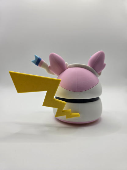 Character Design - 3D Printed Character Ball - Poncho Pikachu Collection - Unique Display Collectible.